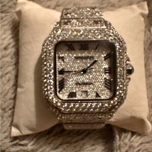 Cartier Silver Diamond-Encrusted Watch